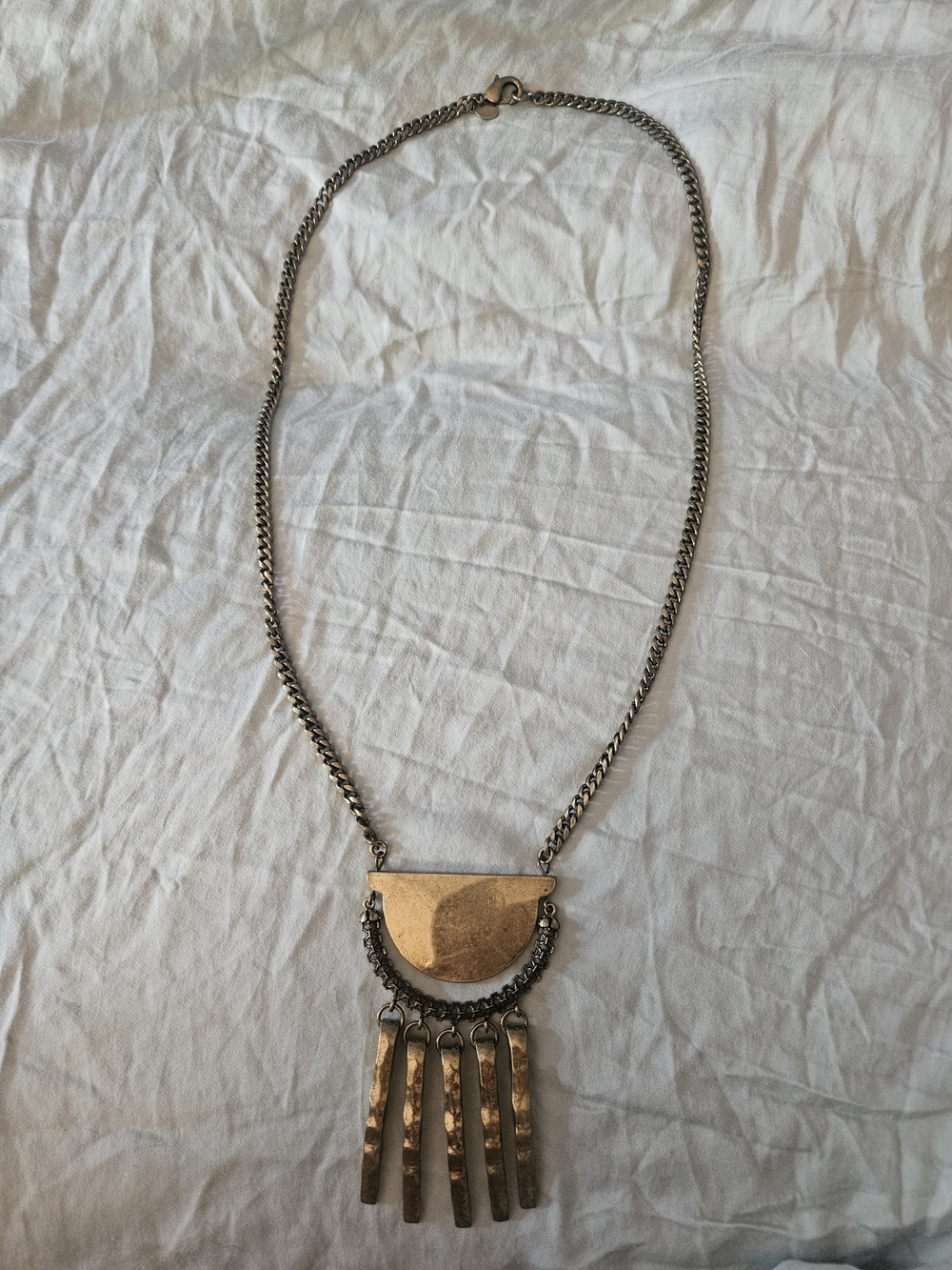Heidi Klum Hammered Gold-Tone Fringe Pendant Necklace